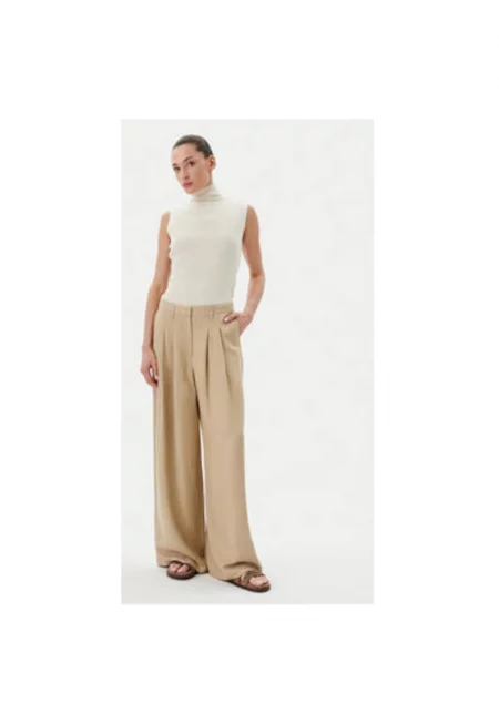 Дамски панталон  5503840 - вискоза/лен - бежов - Бежов