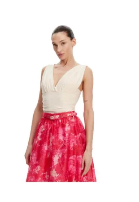 Дамски топ FASHION-53-2223-391 -  Полиестер/Еластан - Ванилия