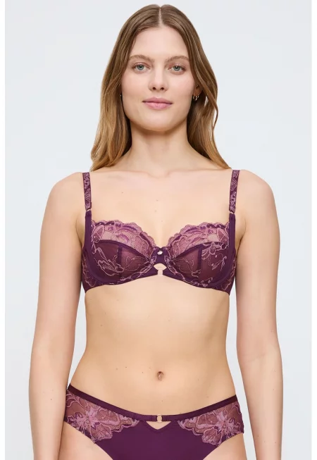 Дантелен сутиен с лиосел - Виолетов