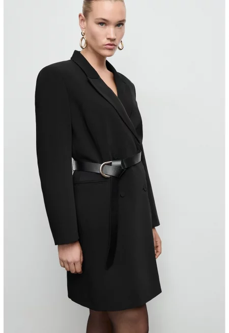 Двуредна рокля-сако - Черен
