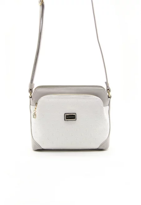 Екологична кожена чанта crossbody с джобове с цип - Сива