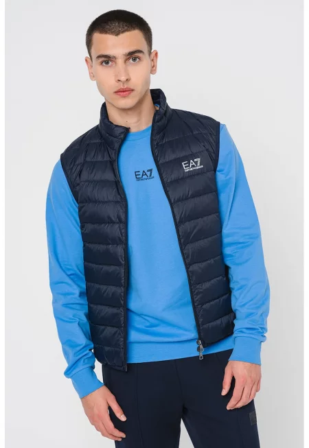 Елек с пухена вата и лого - Тъмносин