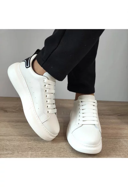 Ежедневни мъжки обувки  3221 Бяло + Черно - Бяло