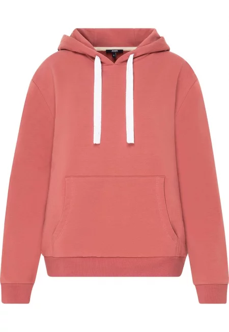 Худи с модал с джоб кенгуру - Червен