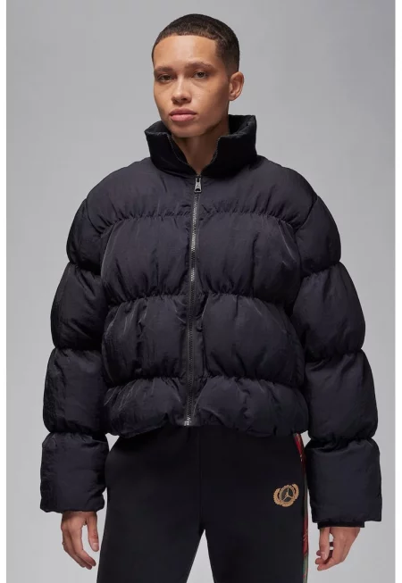 Капитонирано зимно яке с цип - Черен