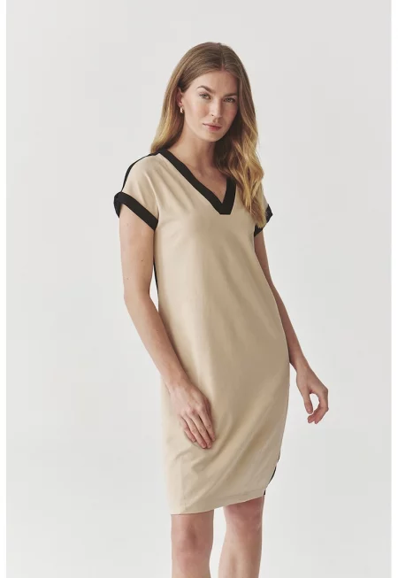 Къса рокля Kokomi с контрастен гръб - Черен/Бежов