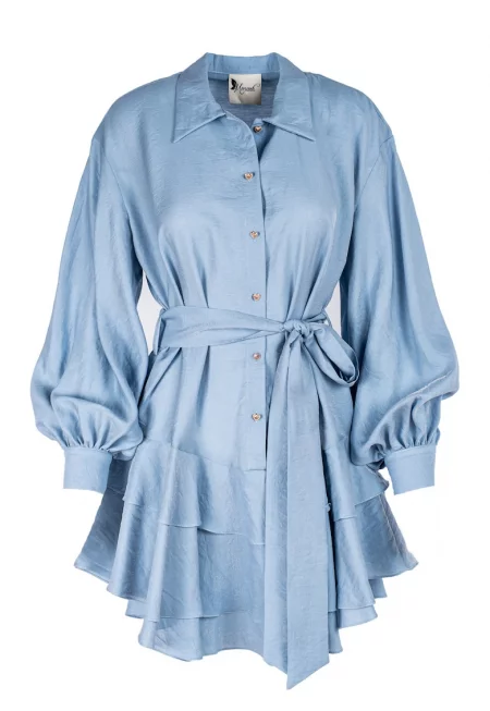 Къса рокля с ленени волани