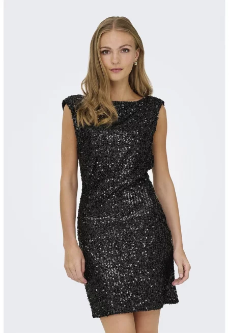 Къса рокля с пайети - Черен