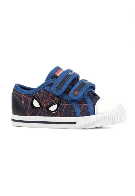 Кецове с велкро и щампа на Spiderman - Бял/Син/Тъмносин