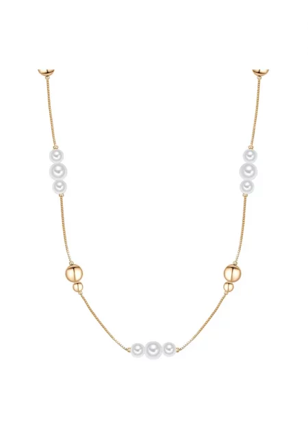 Колие с покритие от 14K злато с перли - Златист