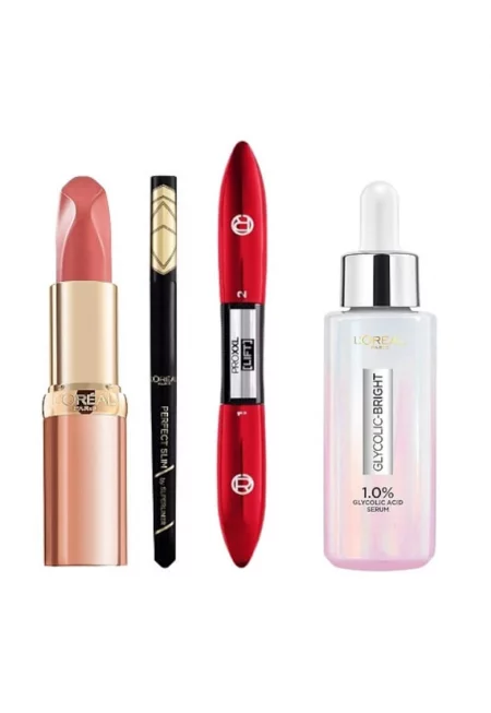 Комплект гримове 4 Козметика - LOREAL - Червило - Спирала - Очна линия - Серум за лице