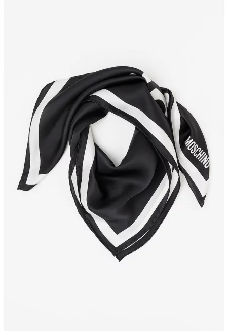 Копринен шал - Бял/Черен