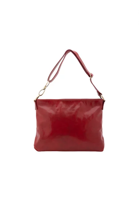 Кожена чанта с отделяща се презрамка - Червен