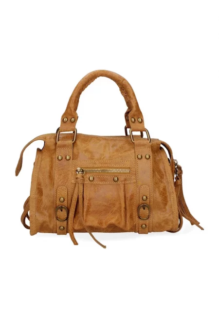 Кожена чанта за рамо от еко кожа - Коняк