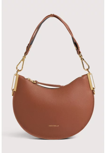 Кожена чанта за рамо с цип