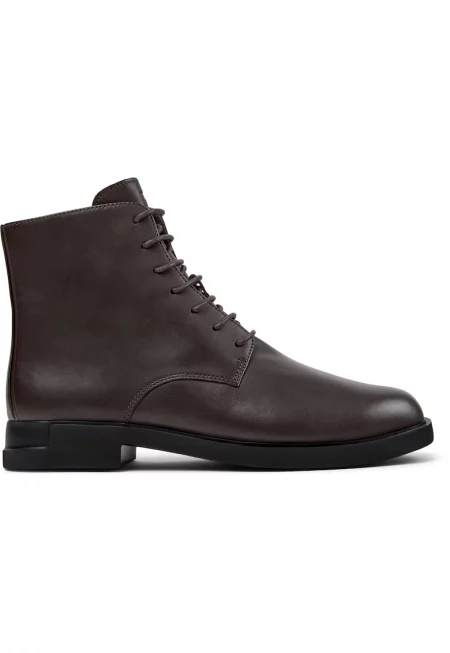 Кожени боти Iman с омекотени стелки - Тъмнокафяв