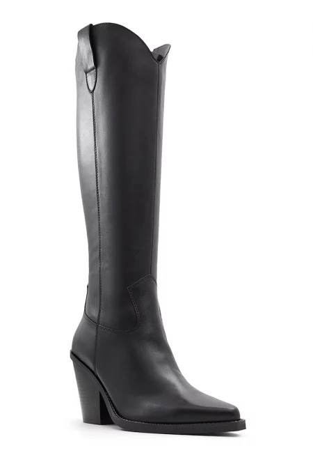 Кожени боти Nevada с кубински ток - Избеляло черно