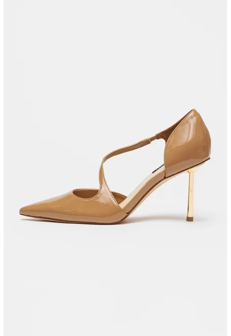 Лачени обувки стилето Dolen - Светлокафяв