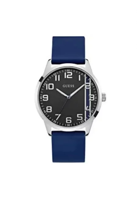 Мъжки часовник  44 мм - стоманен корпус - силиконова каишка - син цвят - водоустойчивост 5 ATM