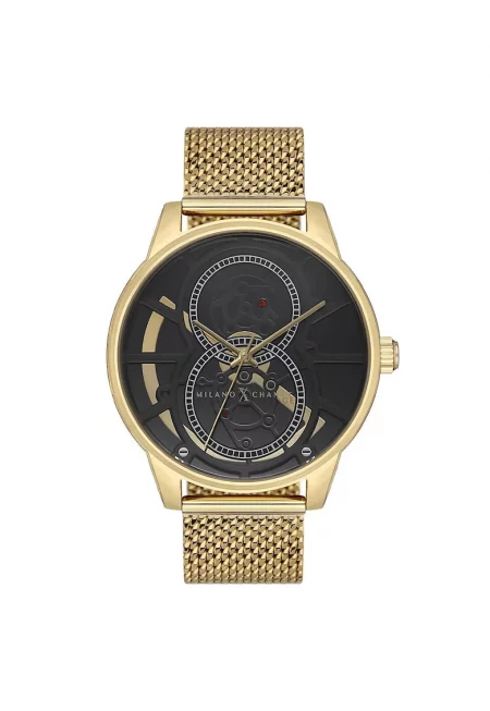 Мъжки часовник  MEX3246 - 44 мм - златист цвят - текстилна каишка - водоустойчивост 5 ATM