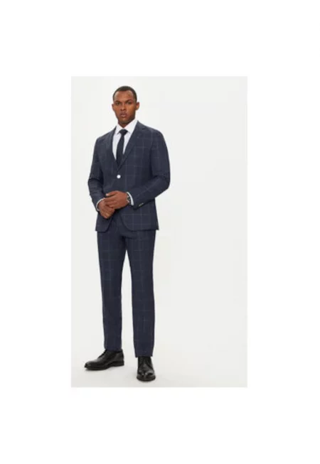 Мъжки костюм  304018695 - Вълна - Син - Син
