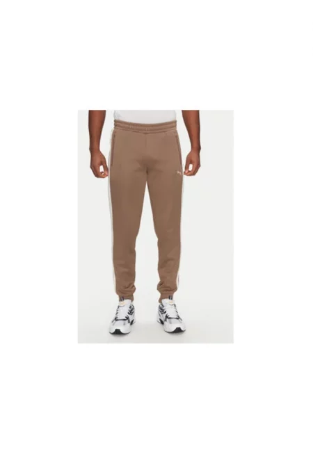 Мъжки спортни панталони  629588 - рециклиран полиестер/памук - кафяви - Кафяв