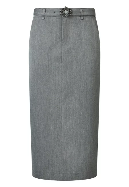 Миди пола с колан - Сив