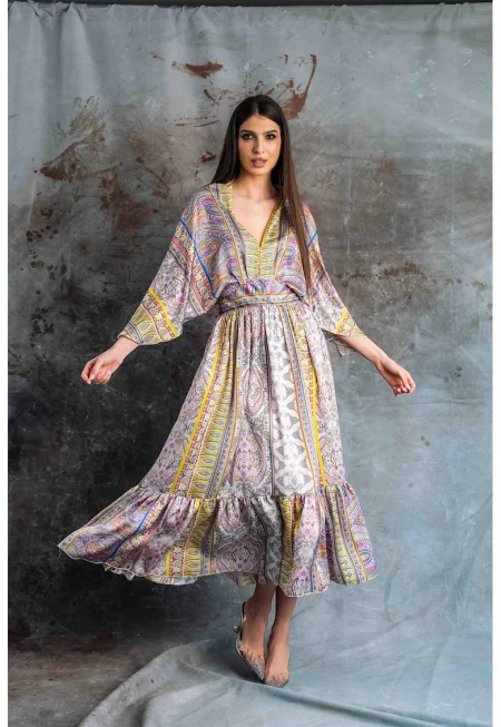 Набрана рокля Hollis със сатиниран ефект - Многоцветен