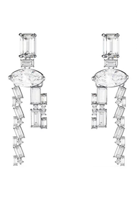 Обеци с циркони и кристали - Сребрист