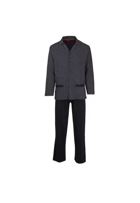 Памучна дълга пижама - Син