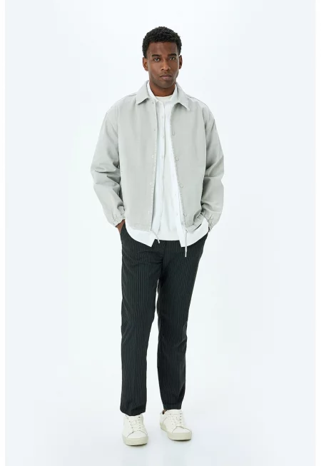 Памучно яке с еластични маншети - Светло сив