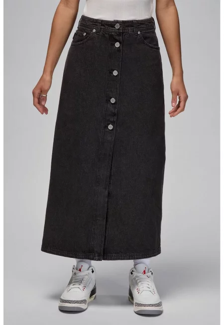 Пола от деним с цепка встрани - Избеляло черно