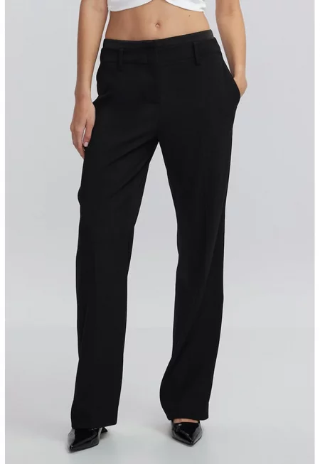 Прав панталон с джобове - Избеляло черно