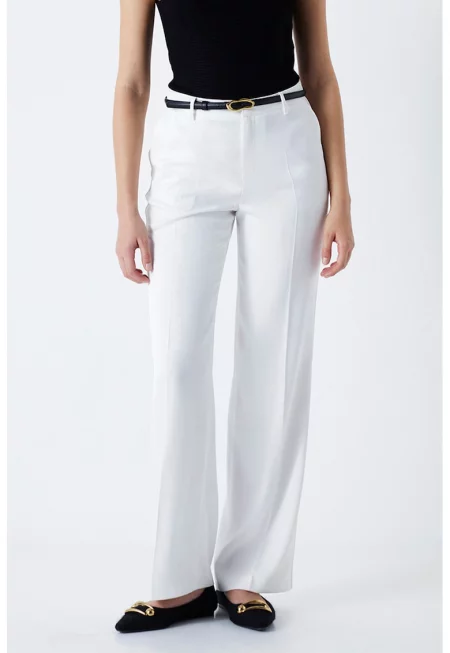 Прав панталон с ръб - Бял