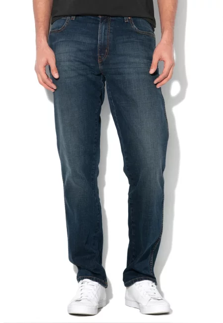 Прави дънки Texas със захабен ефект - Син