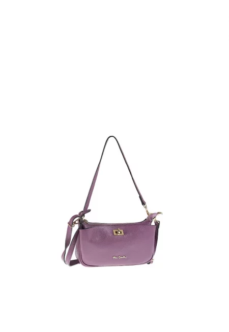 Релефна кожена чанта за рамо Valoria - Тъмновиолетов