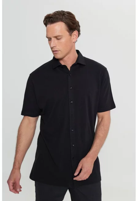 Риза с къси ръкави - Ултрамарин синьо -