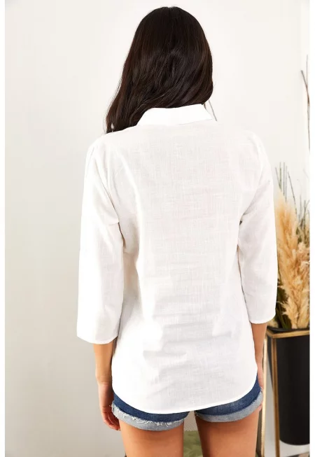 Риза с лен и памук