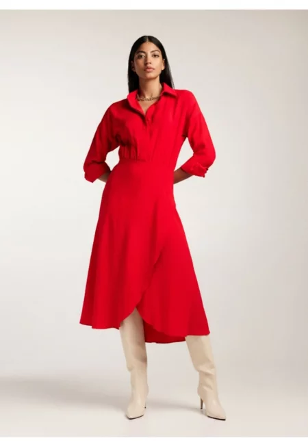 Rochie-camasa midi cu croiala asimetrica Yemen - Червен
