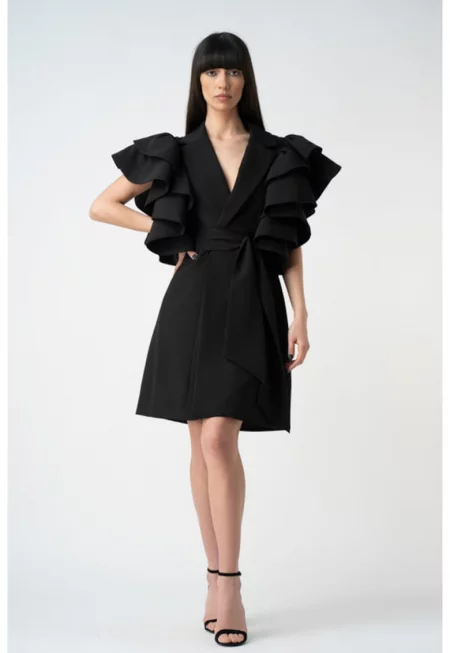 Rochie sacou cu volane supradimensionate