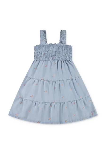 Рокля от лисеол и флорален десен - Жълт/Тъмнозелен/Светлосин