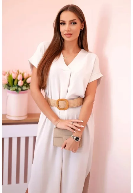 Рокля с декоративен колан - Един размер