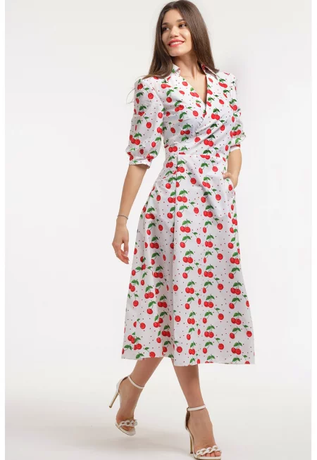 Рокля с шпиц - Червен/Бял/Зелен