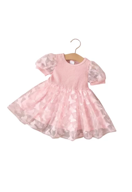 Розова рокля за момичета с пеперуди Moly
