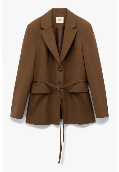 Сако с връзка - Тъмнокафяв