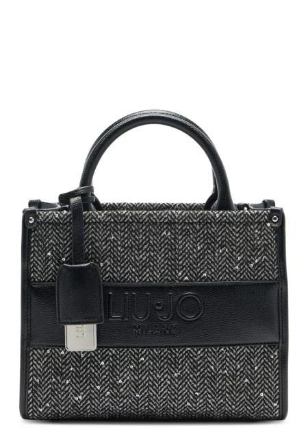 Шопинг чанта с пайети - Черен