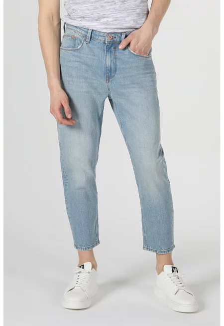 Скосени дънки Lucas над глезена - Светлосин