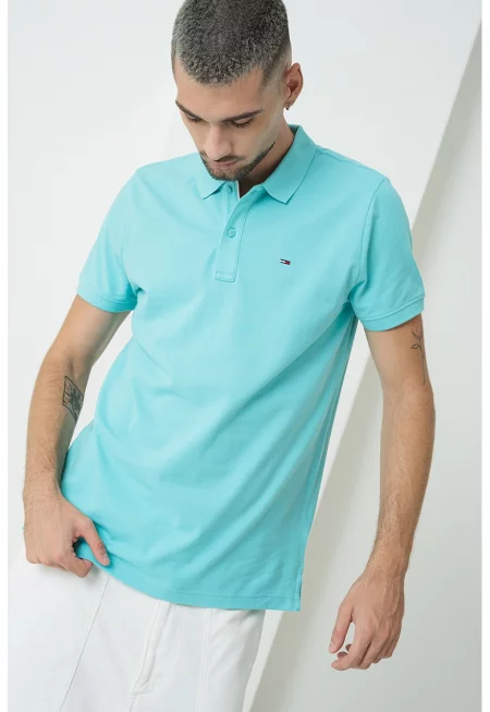 Слим памучна тениска с яка