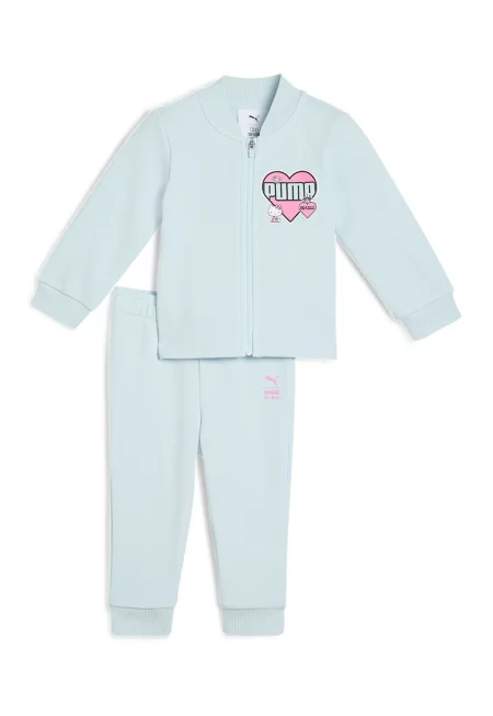 Спортен екип с шарка на Hello Kitty и цип - Пастелнорозов/Ледено синьо