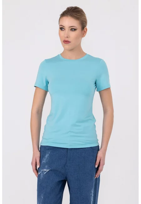 Тениска Franca с овално деколте - Пастелносин